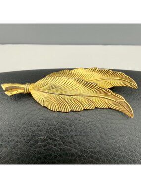 Vintage Sterling Silver by Jewel Art Double Feather Brooch 2.5"